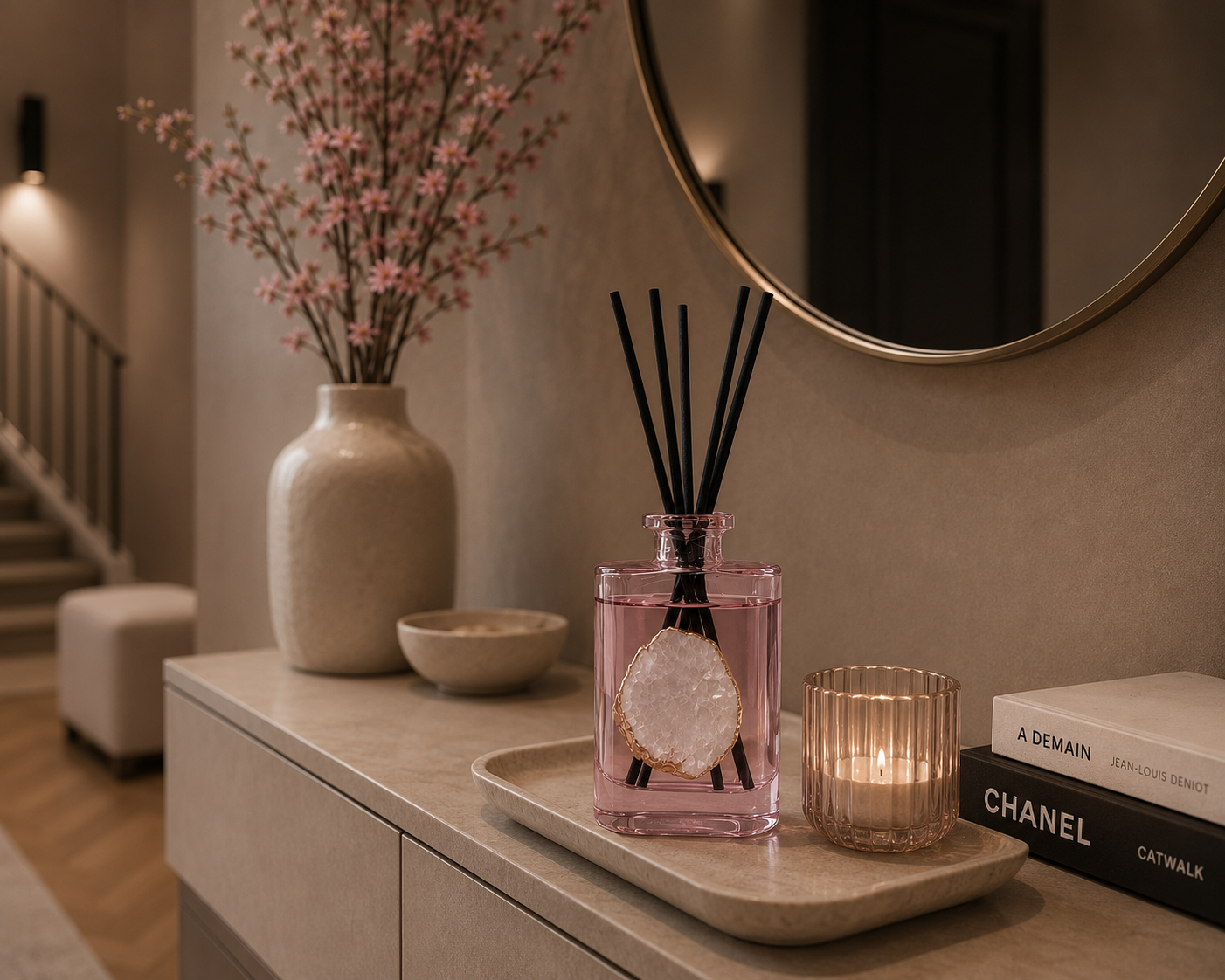 ✓ Tot 6 maanden geur
✓ Navulbaar & duurzame keuze
✓ Echte bergkristal (exclusief design)
✓ Luxe cadeauverpakking
Breng romantiek en verfijning in je interieur met de exclusieve Tresor In Love geurstokjes van Toussaint Interieur. Deze luxe geurverspreider met bergkristal vult je huis met een frisse, zoete en elegante geur en creëert een harmonieuze en stijlvolle sfeer. De geur Tresor In Love combineert natuurlijke en zoete geurnoten die zorgen voor een rustgevende, verfrissende en vrolijke ambiance, per