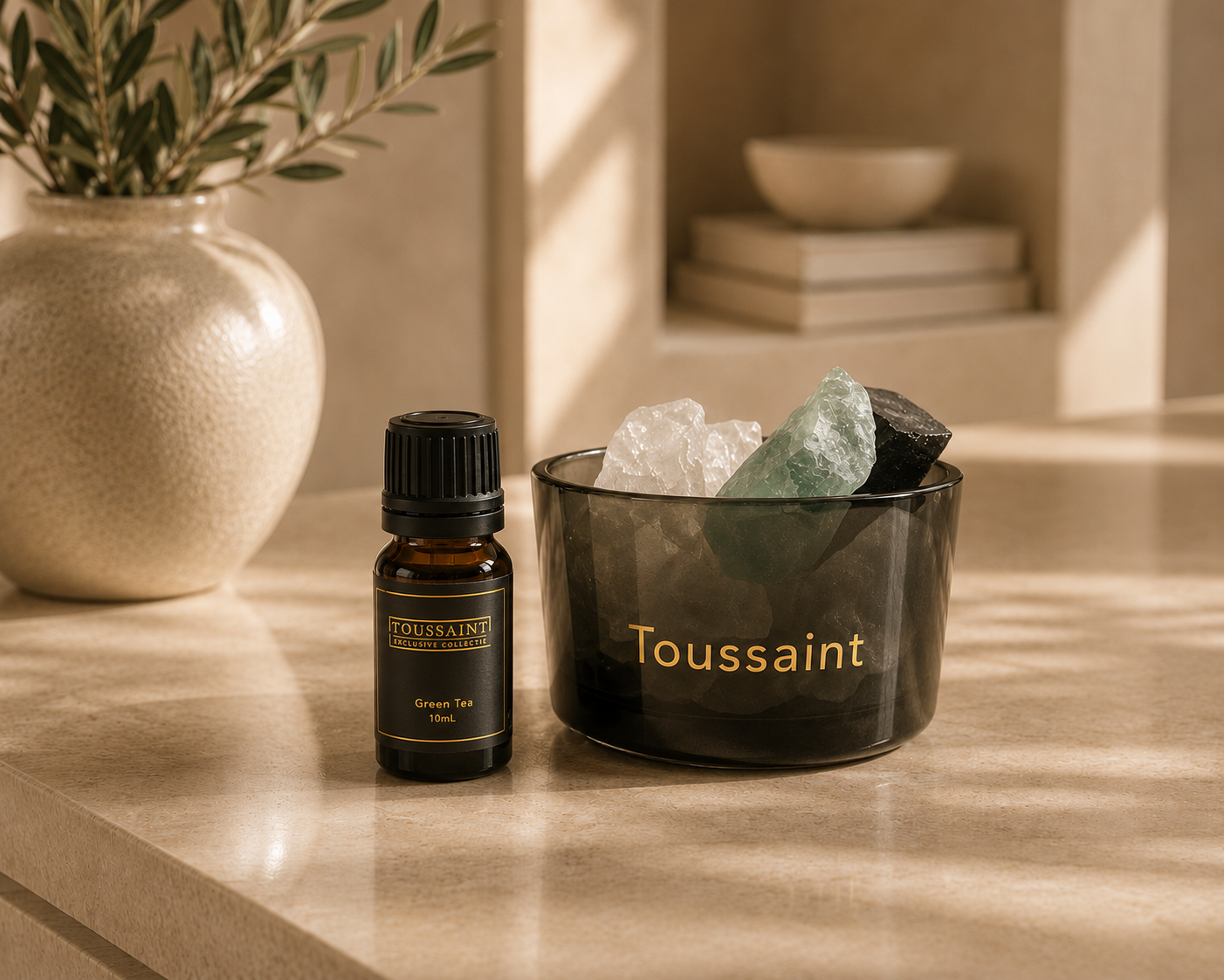 Geurkristallen met Etherische Olie Green Tea – Luxe Geurstenen met Bergkristal
✓ Met echt edelstenen 
✓ Duurzaam & eindeloos navulbaar
✓ Luxe cadeauverpakking inbegrepen