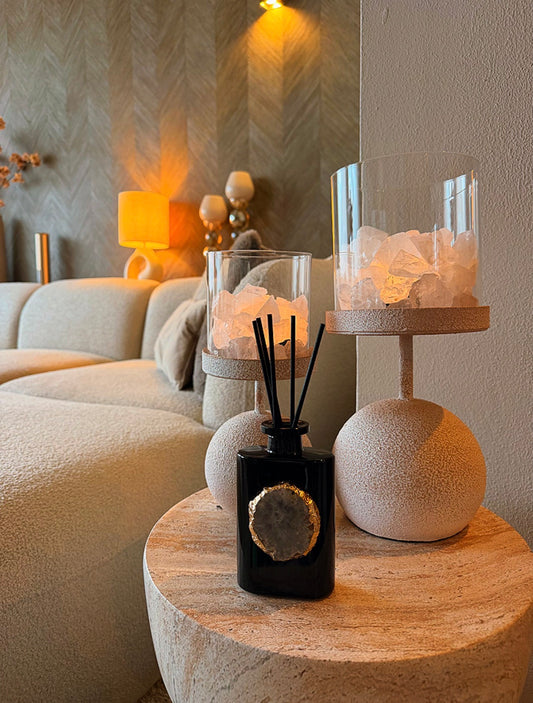 Luxe Geurstokjes met Bergkristal Jasmijn–Vanille  | Tot 6 maanden Geur 200ML | Toussaint Interieur