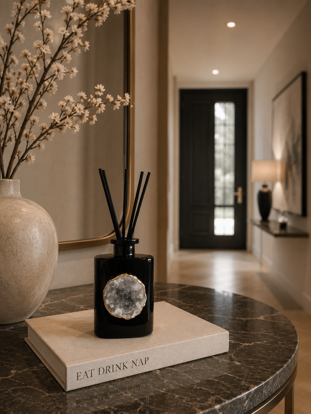Luxe Geurstokjes met Bergkristal Jasmijn–Vanille  | Tot 6 maanden Geur 200ML | Toussaint Interieur