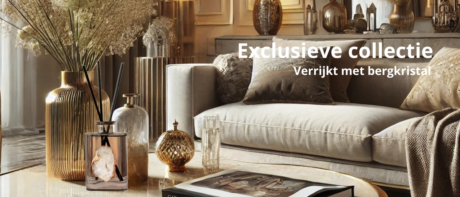 Luxe geurstokjes met bergkristal. } Edelsteen geurstokjes | Luxe geuren