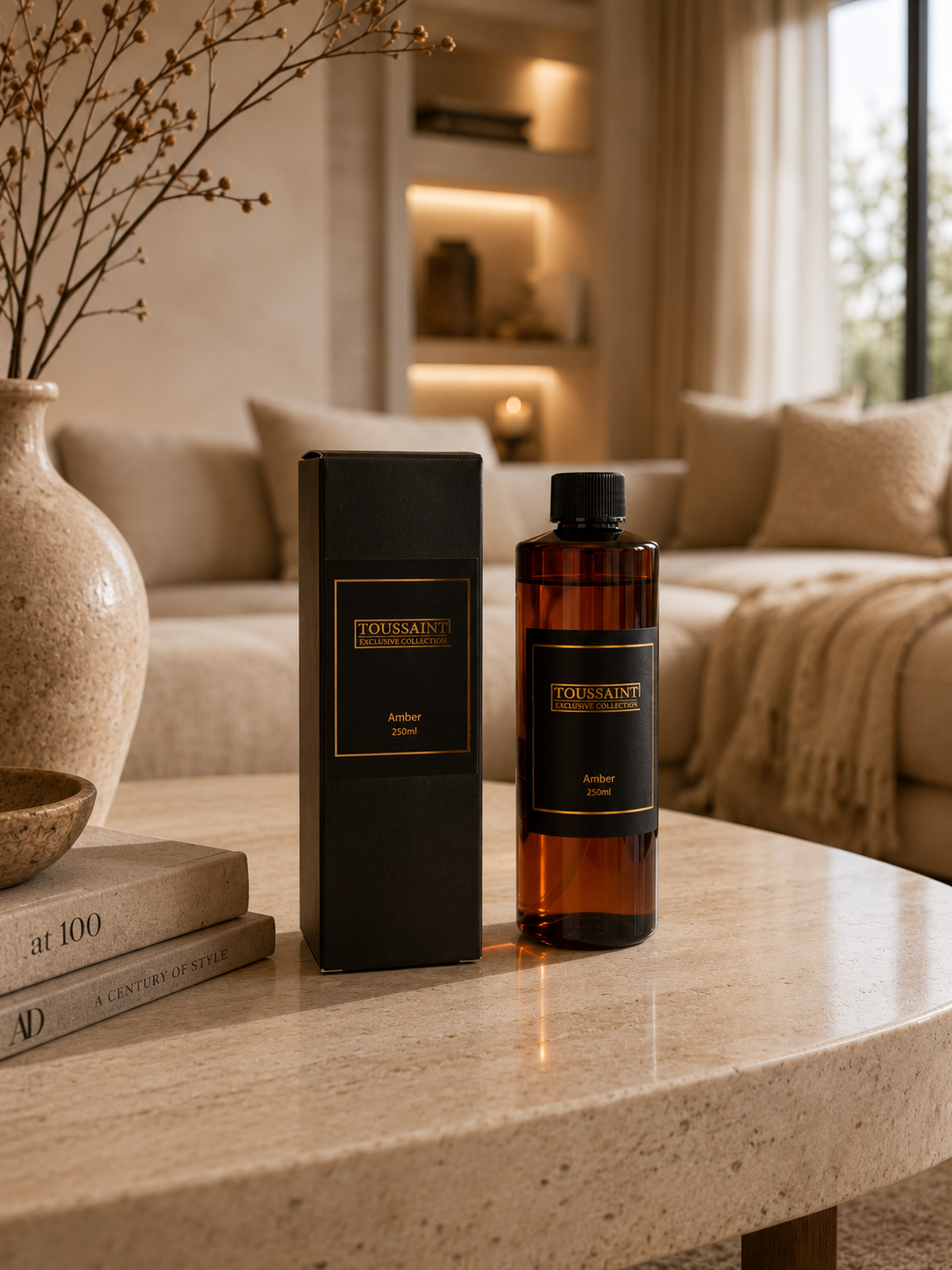 Met deze 250 ml navulling geurstokjes geniet je langer van jouw favoriete Toussaint Interieur geurverspreider. De navulling wordt geleverd met nieuwe geurstokjes voor een optimale geurverspreiding.

De Amber geur is warm, luxe en ontspannend. Deze interieurgeur zorgt voor een rustige, warme sfeer in huis en geeft een gevoel van comfort en balans. Hoe meer geurstokjes je gebruikt, hoe sterker de geur zich verspreidt.

Geurnoten
Bergamot • Jasmijn • Amber • Musk