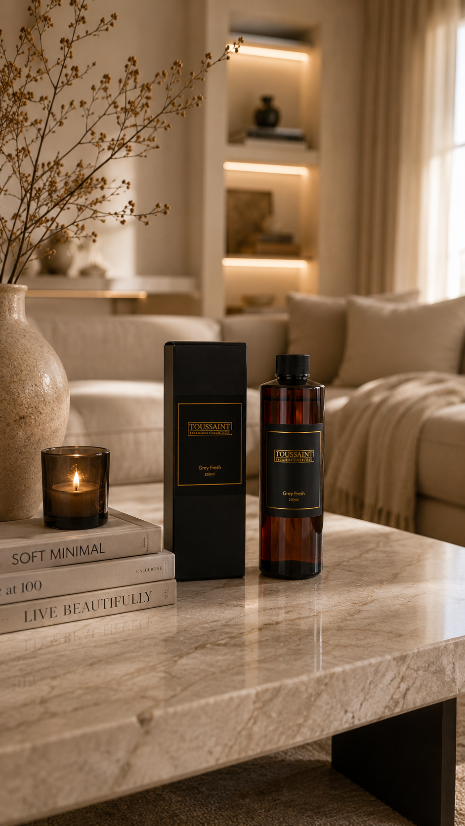 Navulling Geurstokjes Grey Fresh 250ML | Toussaint Interieur
✅ Duurzame keuze – Luxe geurstokjes navulling Grey Fresh

Geniet langer van jouw favoriete Toussaint Interieur geurstokjes met deze geurstokjes navulling van 250 ml. Perfect voor het bijvullen van je geurverspreider met bergkristal en het creëren van een frisse, verfijnde interieurgeur. De navulling wordt geleverd met nieuwe geurstokjes voor een optimale geurverspreiding.

Grey Fresh is een frisse, bloemige geur die snel je ruimte vult en zorgt vo