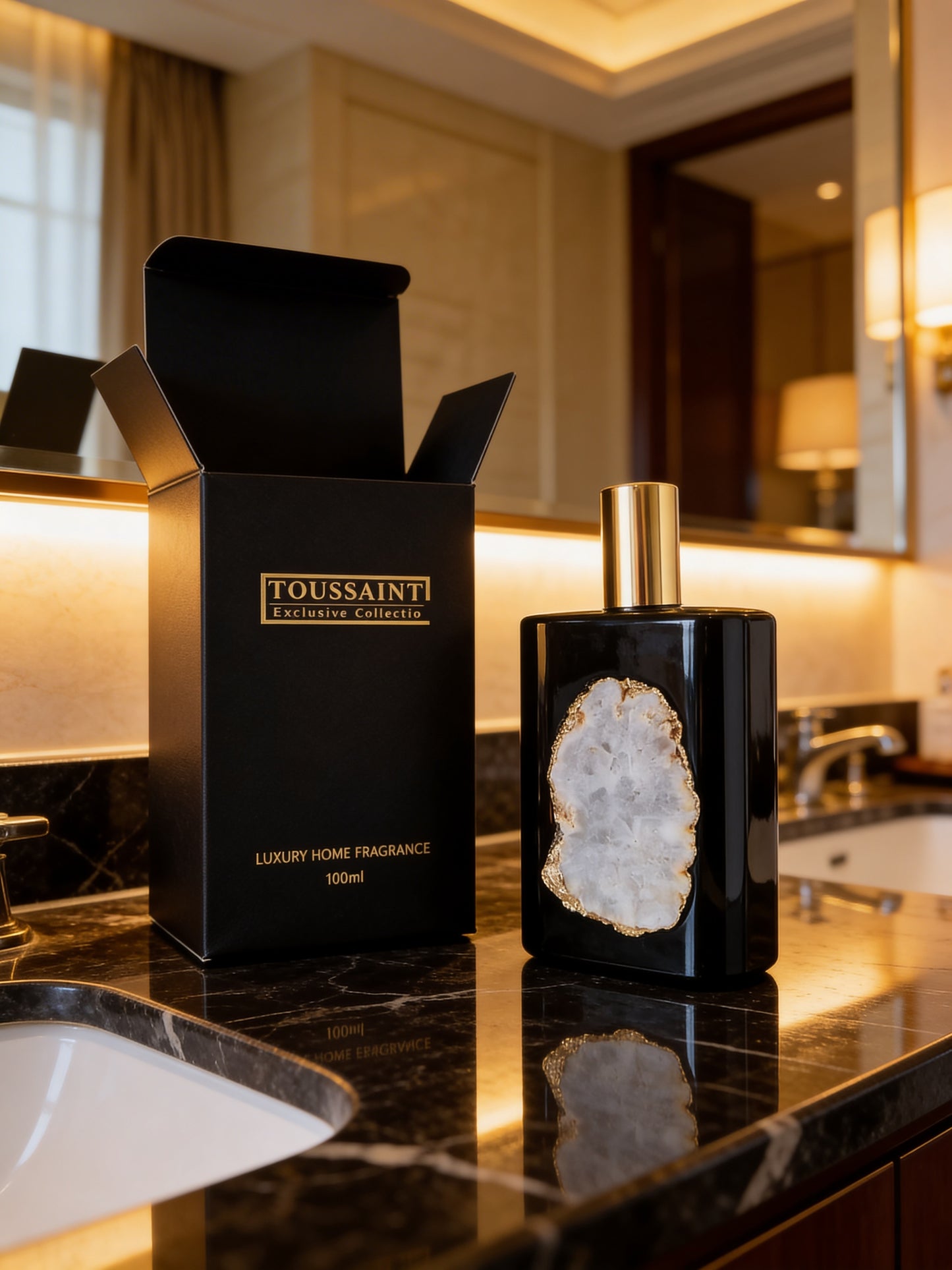 ✔︎ Verrijkt met echte bergkristal
✔︎ Langdurige geurbeleving&nbsp;
✔︎ Elegant design, perfect als geschenk of luxe interieuraccessoire

Verwen je zintuigen met Toussaint Interieur Exclusieve Amber Interieurparfum en laat je interieur stralen met een verfijnde en warme geur. Deze exclusieve interieurparfum combineert luxe Amber met de positieve energie van een handgeslepen bergkristal voor een harmonieuze en elegante ambiance.

De topnoot van bergamot opent fris en verfijnd, gevolgd door een hart van jasmijn