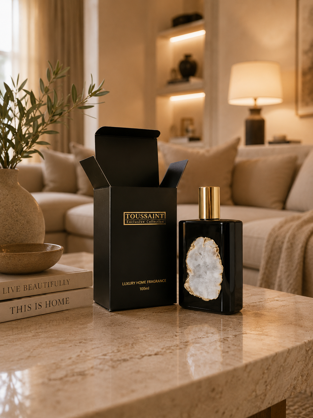 ✔︎ Verrijkt met echte bergkristal
✔︎ Langdurige geurbeleving&nbsp;
✔︎ Elegant design, perfect als geschenk of luxe interieuraccessoire

Verwen je zintuigen met Toussaint Interieur Exclusieve Amber Interieurparfum en laat je interieur stralen met een verfijnde en warme geur. Deze exclusieve interieurparfum combineert luxe Amber met de positieve energie van een handgeslepen bergkristal voor een harmonieuze en elegante ambiance.

De topnoot van bergamot opent fris en verfijnd, gevolgd door een hart van jasmijn