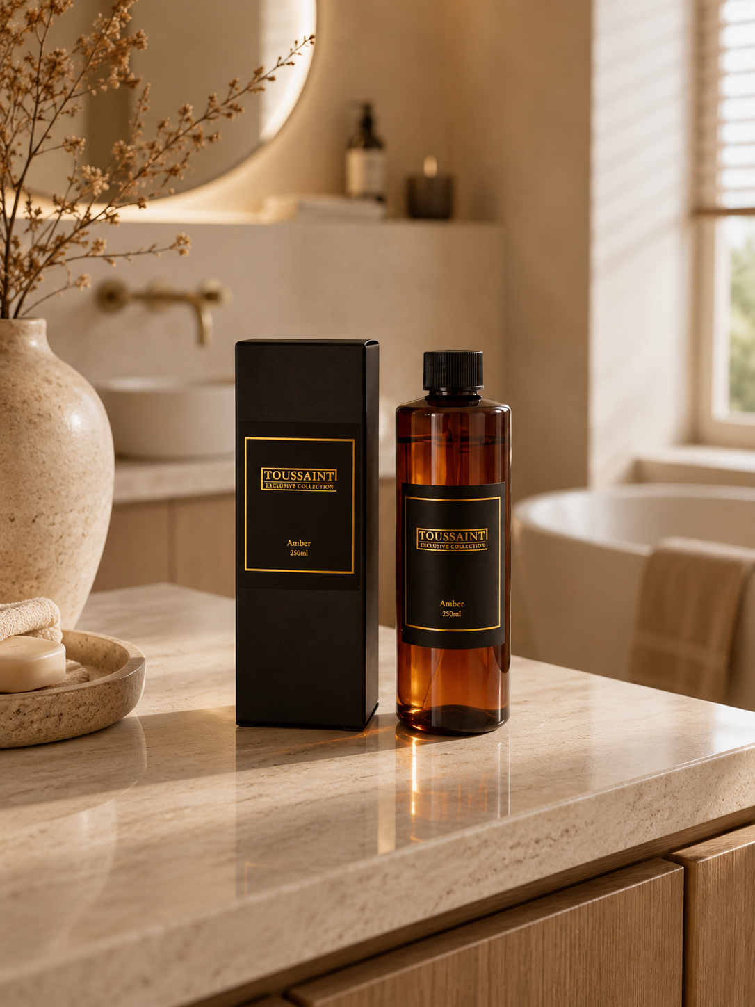 ✅&nbsp;Duurzame keuze&nbsp;– Luxe&nbsp;geurstokjes navulling Amber

Met deze 250 ml navulling geurstokjes geniet je langer van jouw favoriete Toussaint Interieur geurverspreider. De navulling wordt geleverd met nieuwe geurstokjes voor een optimale geurverspreiding.

De Amber geur is warm, luxe en ontspannend. Deze interieurgeur zorgt voor een rustige, warme sfeer in huis en geeft een gevoel van comfort en balans. Hoe meer geurstokjes je gebruikt, hoe sterker de geur zich verspreidt.

Geurnoten